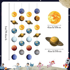 8 Pieces Space Hanging Decorations Solar System Planets Paper Garlands Outer Spa