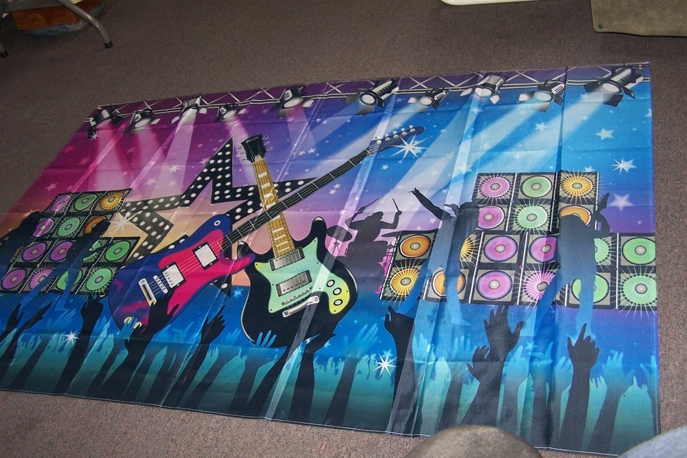 Large Size Band Guitar Background Banner 47″ x 70″ with Hanging Ribbon NEW