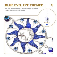 Blue Sun Decoration Mother Hanging Wind Chime Evil Eye Pendant with Bell