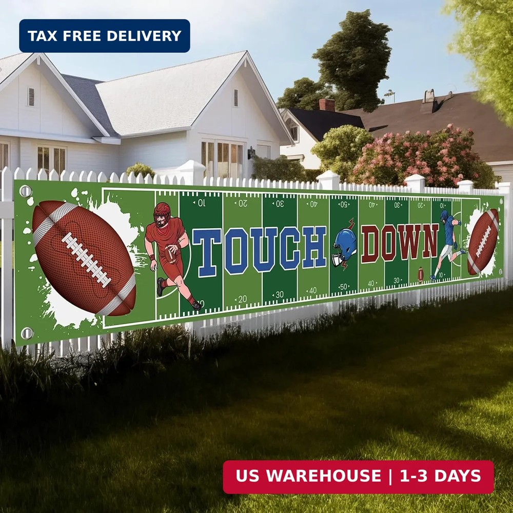 KatchOn, XtraLarge Football Yard Banner – 120×20 Inch | Football Party Backdrop