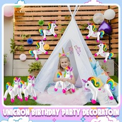 Inflatable Unicorn Party Decorations – (pack of 4) 24 Inch – Large Blow Up Ra…