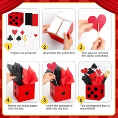 Zhanmai Set Casino Theme Party Decorations 6 x 6 x 6 Inch Paper Poker Boxes 16
