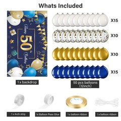 Navy Blue 50th Happy Party Decorations Blue and Gold 50 Photography Backdrop …