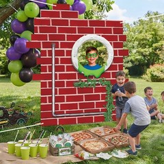 Green Turtle Party Decorations Cartoon Turtle Birthday Party Banner Red Brick…