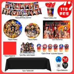 Exciting Wrestling Match Birthday Decor WWE Party Set Tableware Balloons Plates