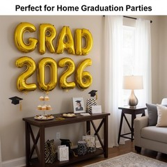 40 Inch Gold 2026 Graduation Balloons Decorations, Large Foil Mylar GRAD Lett