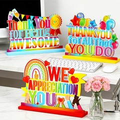 3pcs Employee Appreciation Decorations Thank You Table Centerpieces Wood Sign