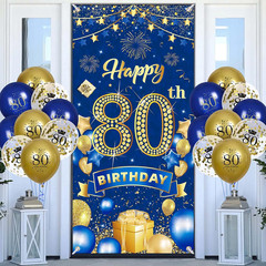 80Th Birthday Party Decorations for Men Navy Blue Gold Happy 80Th Birthday Banne