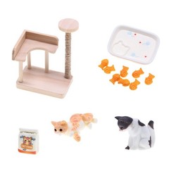 Miniature Cat Climbing Frame Scene Prop for Dollhouses and DIY Projects