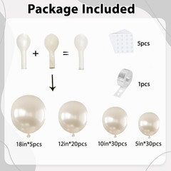 Pearl White Sand Balloons Arch Kit, Double Stuffed Pearl Beige Cream Balloons Di
