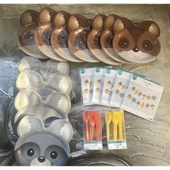 New Woodland Animals Fall Thanksgiving Forrest Party Supply Set-Squirrel-Raccoon
