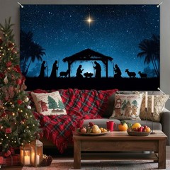 Christmas Banner 71×43 Inch Nativity Scene Backdrop Bethlehem Star Background…