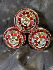 Red White Blue USA American Flag Disco Ball Ornament Veteran Memorial Army Navy