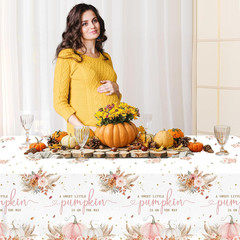 3Pcs Pink Little Pumpkin Table Cloth for Girl, Boho Fall Baby Shower