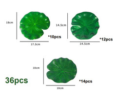 Plastic Floating Lotus Leaves Set for Fish Tanks For Ponds Aquariums 36 Pieces