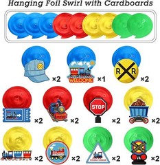 51 Pieces Train Birthday Party Supplies Decorations Transportation Hanging Sw…