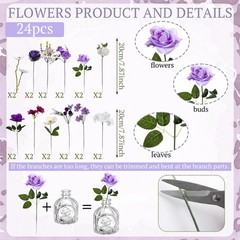 Ferrochef 36 Pcs Artificial Flowers Table Centerpiece Vases Spring Colorful