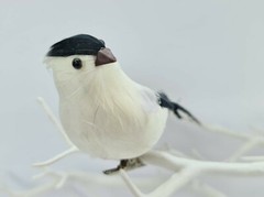 3 Artificial Black White Feather Fake Clip Birds Home Decoration Craft Art Model