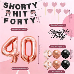 40Th Birthday Decorations for Women, Black Rose Gold 40Th Birthday Party Decorat