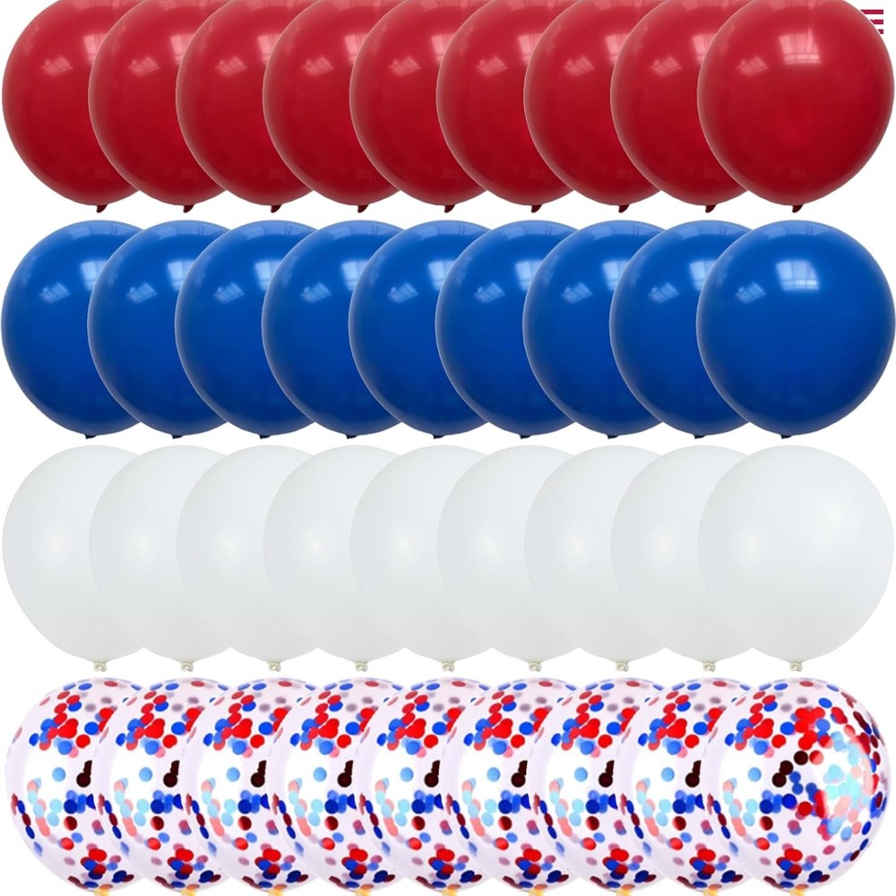75pcs Red White and Blue Latex Balloons for 4th of July Decorations Independe…