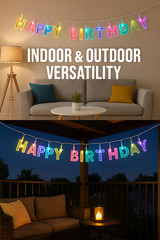 LED Light-Up Happy Birthday Banner 6.5′ Long, Battery Operated Party Decoration
