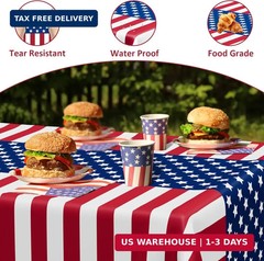 4 Pack 4th of July Tablecloths 108×54 Patriotic USA Party Table Covers