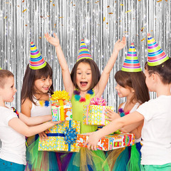 2 Pack Silver Metallic Tinsel Foil Fringe Curtains, Door Streamers Photo Booth B