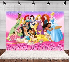 Cartoon Princesses poster Backdrop Birthday Party Photo Background Decorations