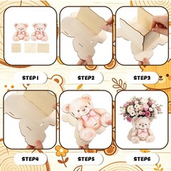 6 Pcs Bear Wooden Centerpieces for Tables Cute Bear with Bow We Can Bearly Wa…
