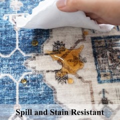 2×4 Non-Slip Entryway Area Rugs: Washable Stain Resistant Kitchen 2×4, Blue