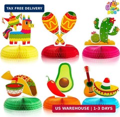 JOYIN 6 PCs Cinco De Mayo Fiesta Honeycomb Table Centerpiece 8.5″ Party Decorati