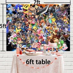 Super Smash Bros Party Decoration Birthday Decor Backdrop Banner for Kids 7x5ft