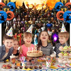 Mortal Kombat Party Supplies Birthday Decor Set Balloons Cake Toppers Banner