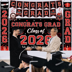 Graduation Decorations Class of 2026, Red and Black Graduation Party Supplies, B