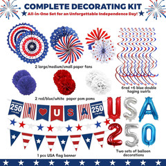 250th Anniversary Patriotic Decorations Set, 4th of July Decorations with Pap…
