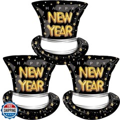 New Year’s Eve Party Decorations – Black Hat Balloons for NYE and Christmas –
