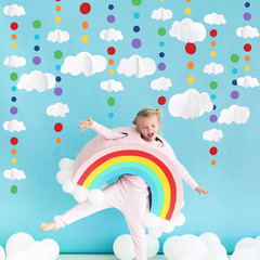 3D Cloud Decorations Rainbow Circle Dots Clouds Hanging Colorful Garland Streame