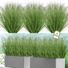 UXORSN 14 Bundles Artificial Onion Grass Plants Outdoor 20 inches tall, Green
