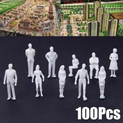 100pcs 1:75 Scale Plastic Model Railway Miniature White Figures Unpainted