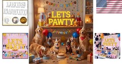 Lets Pawty! 9 Pieces 6.42» LED Neon Pet Party Decorations – Indoor/Outdoor