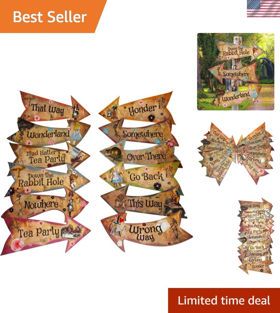 Lightweight Vintage-Style Directional Signs – Pack of 12 for Kids’ Parties