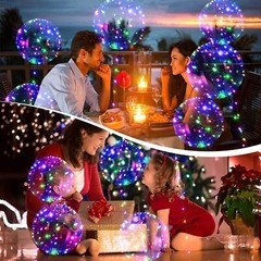 10PCS LED Light Up BOBO Balloons Transparent Bubble Balloon for Home Party Decor