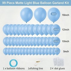 99Pcs Light Blue Balloons Arch Garland Kit, Different Sizes (18 12 10 5 Inch)…