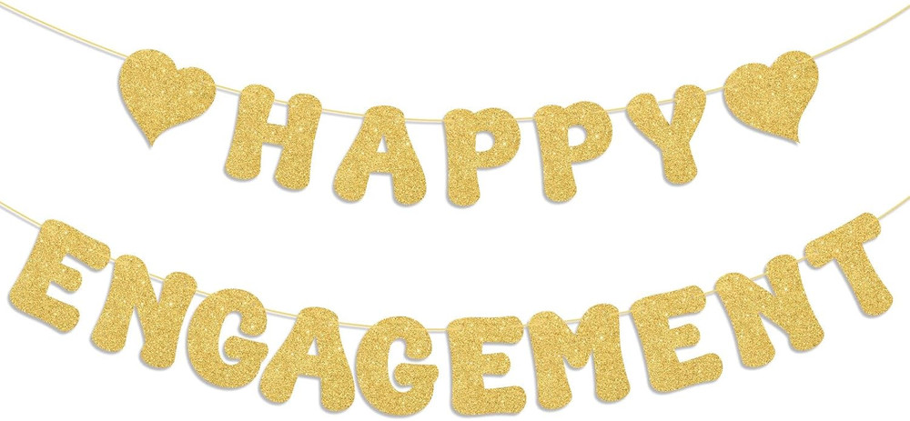 Adecortallk Glitter Happy Engagement Banner Engagement Party Decorations Engaged