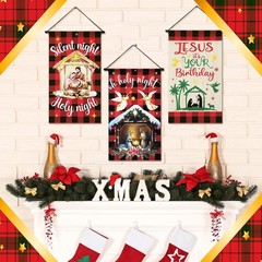 3 Pcs Nativity Christmas Door Sign Flag Christmas Holy Night Door Banner Jesu…