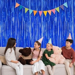 Versatile Navy Blue Tinsel Backdrops: 2 PCS, 3.28 FT x 7.05 FT for All Parties