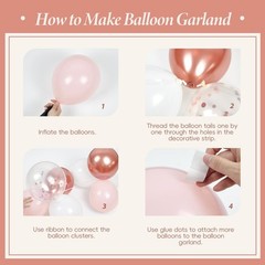 Rose Gold Birthday Decorations White Pink Balloons Banner Fringe Curtain Women