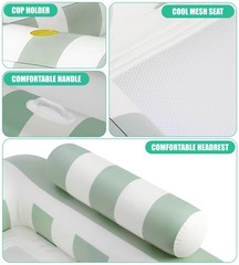 85″ X 53″ Extra Large 2-Person Tanning Pool Float Inflatable with Cooling Mesh