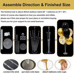 Black and Gold Party Decorations 4 Set Balloon Stand Table Centerpieces for Men’