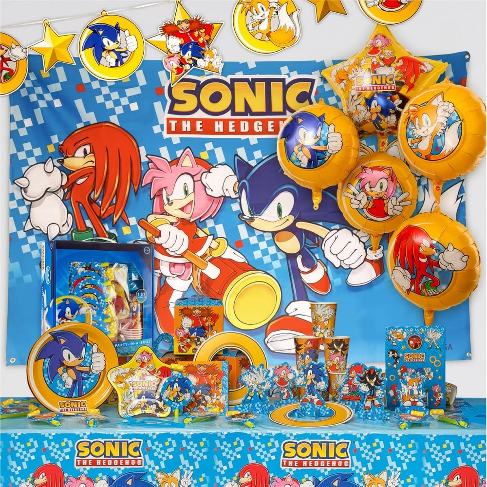 Sonic The Hedgehog Birthday Party Kit Supplies for 10 Video Game Party